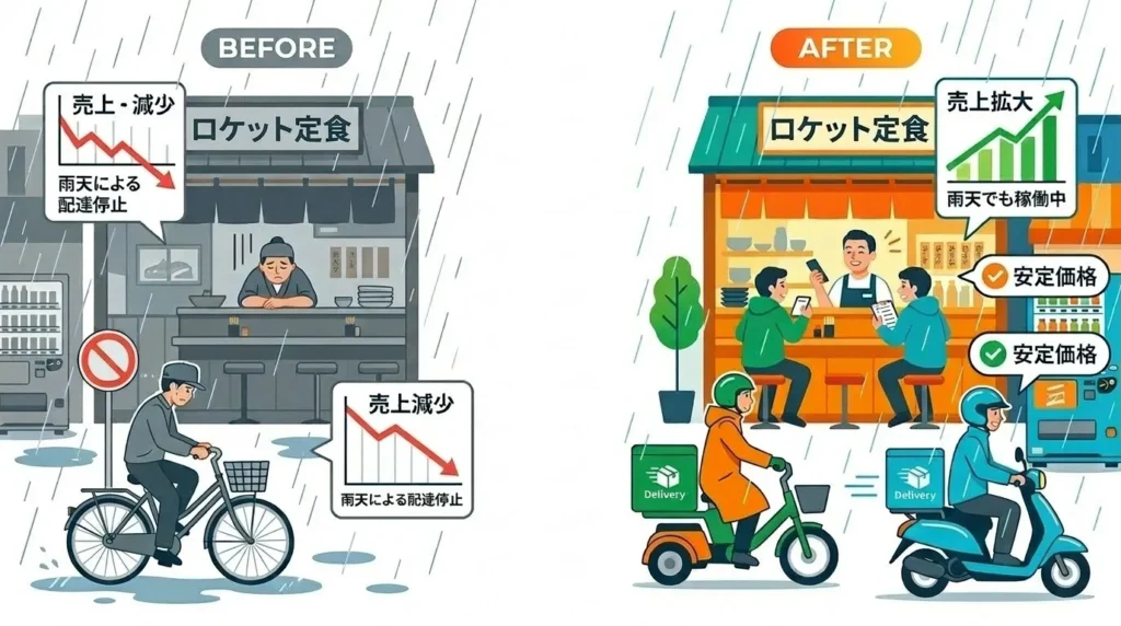 ロケットナウ加盟店の店舗集客イメージ